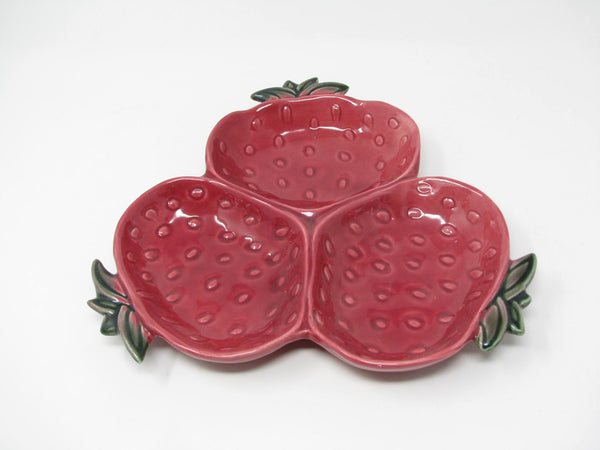 Vintage Cemar California Pottery Strawberry Tri Serving Dish 750