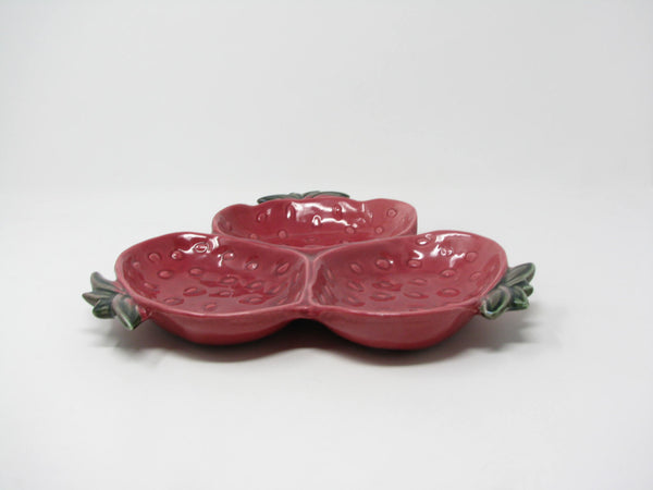 Vintage Cemar California Pottery Strawberry Tri Serving Dish 750