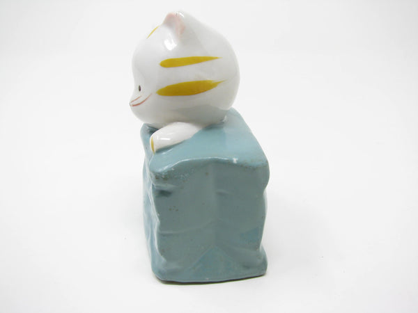 edgebrookhouse - Vintage Ceramic Kitty Cat in Bag Piggy Bank Figurine