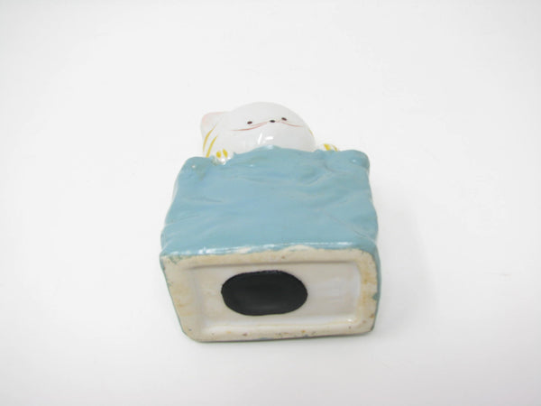 edgebrookhouse - Vintage Ceramic Kitty Cat in Bag Piggy Bank Figurine