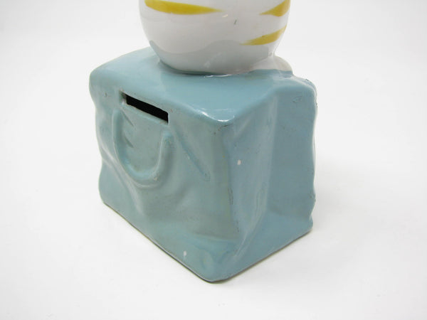 edgebrookhouse - Vintage Ceramic Kitty Cat in Bag Piggy Bank Figurine