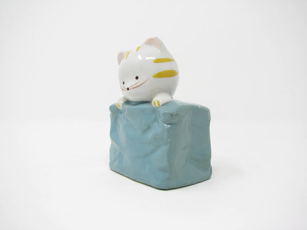 edgebrookhouse - Vintage Ceramic Kitty Cat in Bag Piggy Bank Figurine