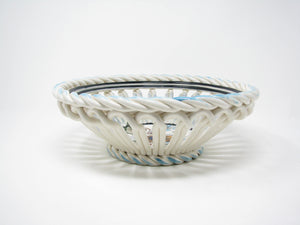 Vintage Ceramica Artistica Gomez Mexico Decorative Pottery Centerpiece Basket Bowl