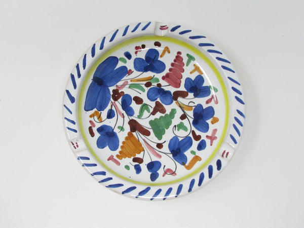 Vintage Ceramiche Sambuco Mario Deruta Style Italy Pottery Ashtray with Hand-Painted Decoration