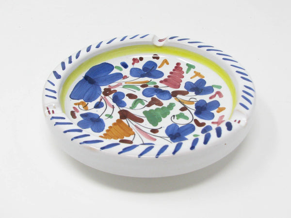 Vintage Ceramiche Sambuco Mario Deruta Style Italy Pottery Ashtray with Hand-Painted Decoration