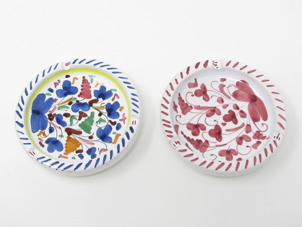 Vintage Ceramiche Sambuco Mario Deruta Style Italy Pottery Ashtray with Hand-Painted Decoration