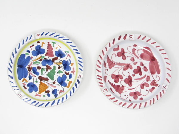 Vintage Ceramiche Sambuco Mario Deruta Style Italy Pottery Ashtray with Hand-Painted Decoration
