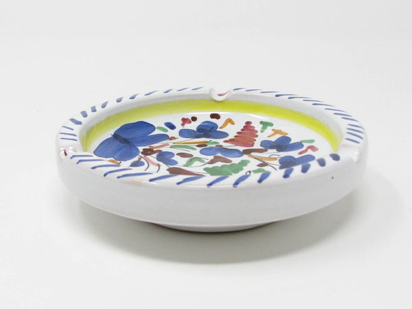 Vintage Ceramiche Sambuco Mario Deruta Style Italy Pottery Ashtray with Hand-Painted Decoration