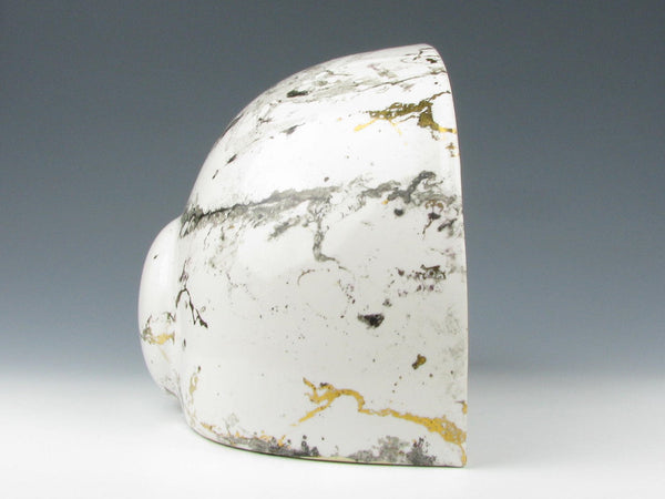 Vintage Charleton Large White Ceramic Wall Pocket Planter with Faux Marble Finish