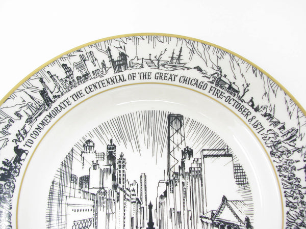 edgebrookhouse Vintage Chicago Fire Commemorative Decorative Plate by Pickard China