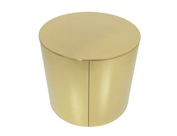 edgebrookhouse - Vintage Curtis Jere Polished Brass Round Drum Coffee or Side Table