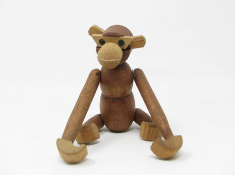 Vintage Danish Modern Kay Bojesen Style Jointed Wooden Monkey Made in Japan