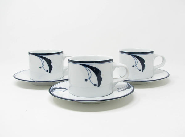 edgebrookhouse Vintage Dansk Bayberry Blue Cups & Saucers Made in Portugal - 6 Pieces