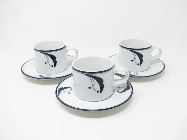edgebrookhouse Vintage Dansk Bayberry Blue Cups & Saucers Made in Portugal - 6 Pieces