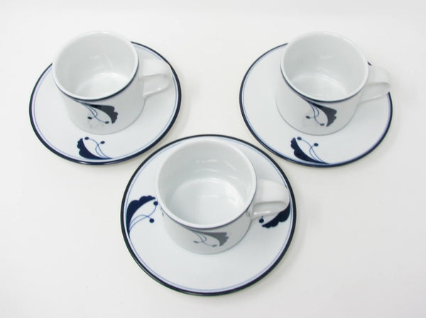 edgebrookhouse Vintage Dansk Bayberry Blue Cups & Saucers Made in Portugal - 6 Pieces