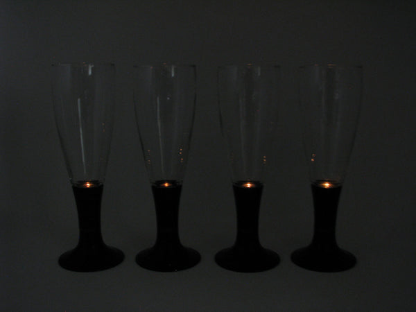 Vintage David Douglas After Hours Beer or Champagne Glasses with Lighted Glow Base - 4 Pieces