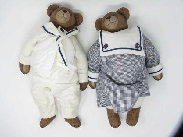 Vintage Deann De La Ronde Bear Dolls in Nautical Sailor Gear - a Pair