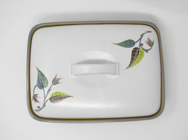 Vintage Denby England Spring Stoneware Covered Divided Serving Dish Designed by Albert Colledge