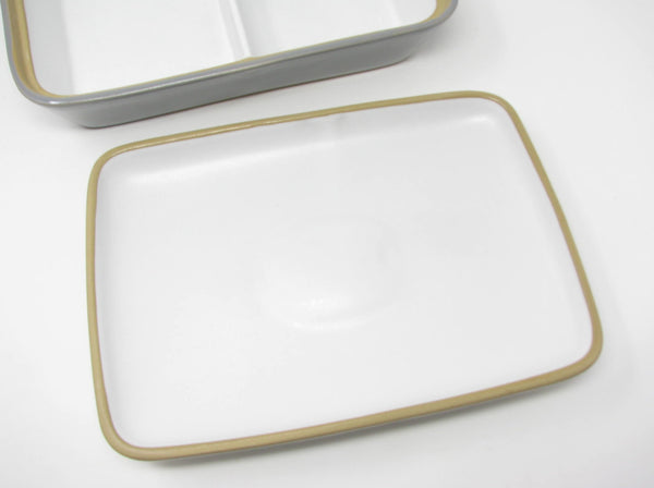 Vintage Denby England Spring Stoneware Covered Divided Serving Dish Designed by Albert Colledge