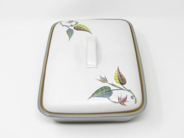 Vintage Denby England Spring Stoneware Covered Divided Serving Dish Designed by Albert Colledge