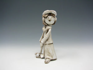 Vintage Dino Bencini Italian Pottery Figurine of Young Golfer Golfing Signed