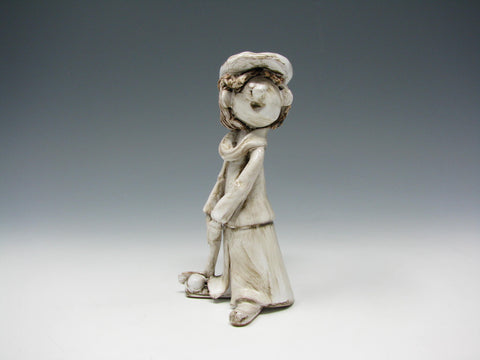Vintage Dino Bencini Italian Pottery Figurine of Young Golfer Golfing Signed