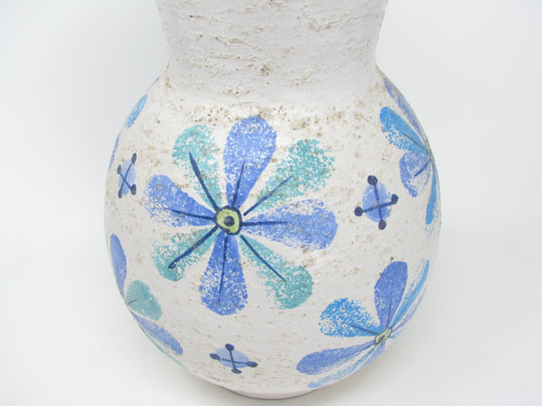Vintage Extra Large Aldo Londi for Bitossi Italian Pottery Vase with Blue Purple Flowers