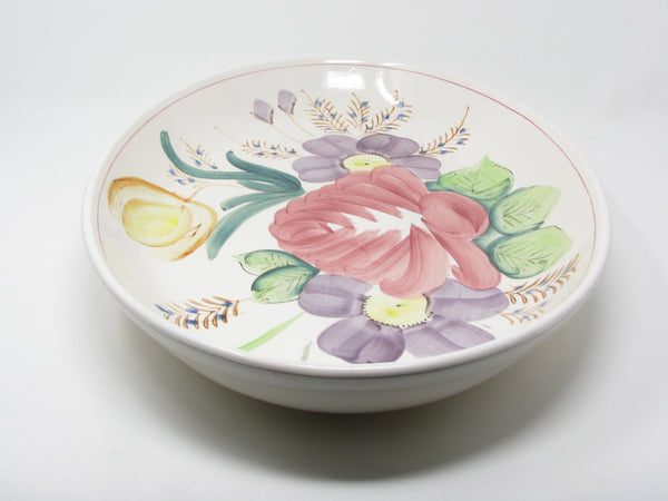 Vintage Extra Large Ceramic Serving Dish Platter Bowl with Hand-Painted Nove Rose Floral Design