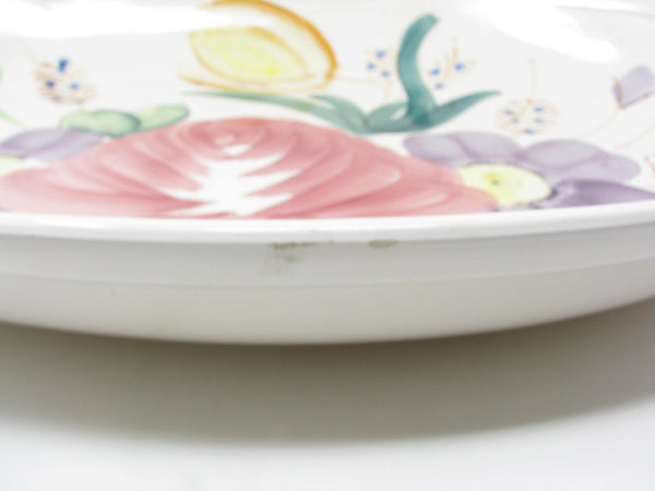 Vintage Extra Large Ceramic Serving Dish Platter Bowl with Hand-Painted Nove Rose Floral Design