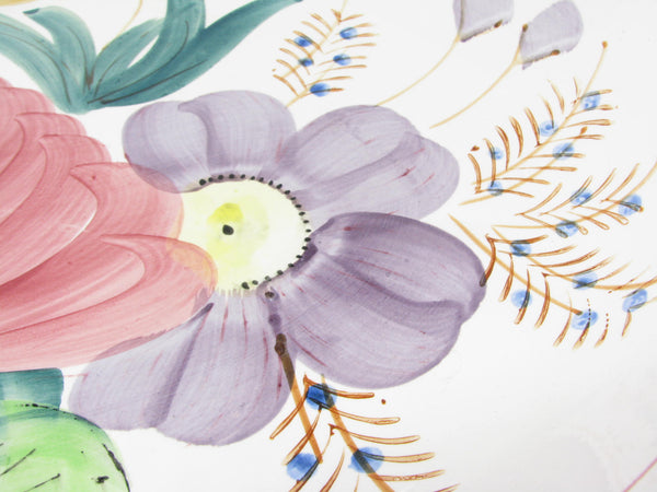 Vintage Extra Large Ceramic Serving Dish Platter Bowl with Hand-Painted Nove Rose Floral Design