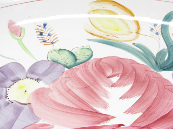 Vintage Extra Large Ceramic Serving Dish Platter Bowl with Hand-Painted Nove Rose Floral Design