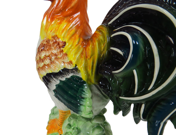 edgebrookhouse Vintage Extra Large Life Size Italian Ceramic Rooster