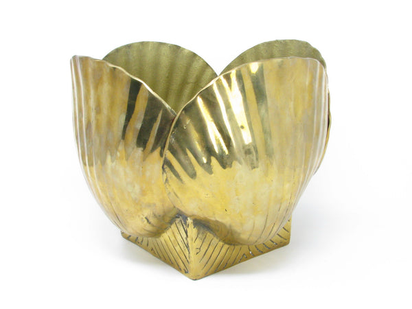 Vintage Large Shell Shaped Solid Brass Planter