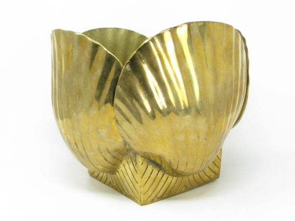 Vintage Large Shell Shaped Solid Brass Planter