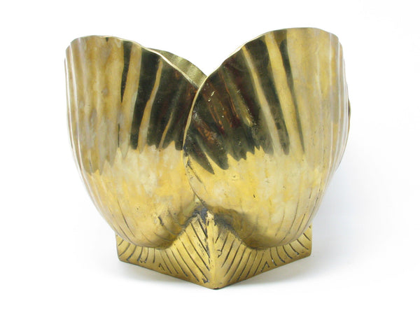 Vintage Large Shell Shaped Solid Brass Planter