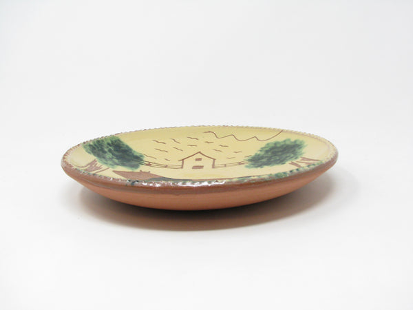 Vintage Fairfield Folk Art FFA Redware Pottery Plate with Cow