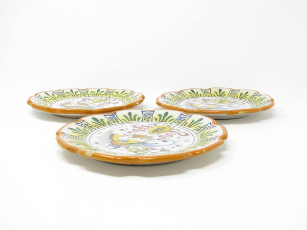 edgebrookhouse Vintage E. Fantechi Maioliche Scalloped Italian Ceramic Decorative Plates with Hand-Painted Shrimp Pattern - 3 Pieces