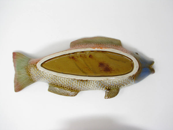 edgebrookhouse Vintage Fish Shaped Pottery Lidded Serving Dish
