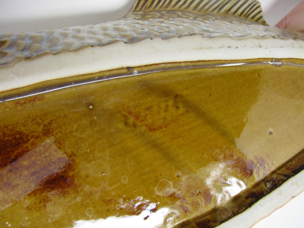 edgebrookhouse Vintage Fish Shaped Pottery Lidded Serving Dish