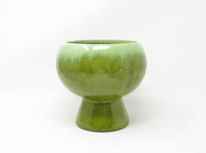 edgebrookhouse Vintage Footed Ceramic Planter or Vase with Green Drip Glaze
