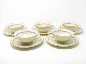 edgebrookhouse - Vintage Franciscan Arcadia Gold Cream Soup Cups & Saucers - 10 Pieces
