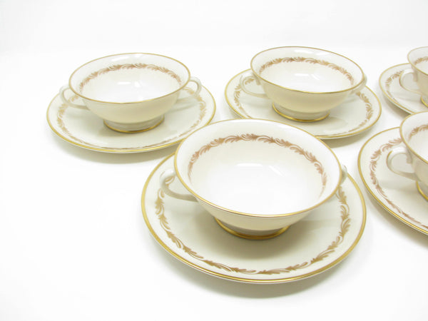 edgebrookhouse - Vintage Franciscan Arcadia Gold Cream Soup Cups & Saucers - 10 Pieces