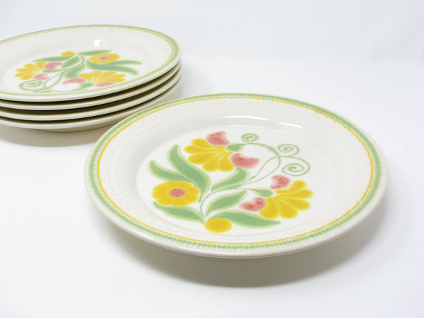 Vintage Franciscan Maypole Earthenware Dinner Plates with Floral Center - 5 Pieces