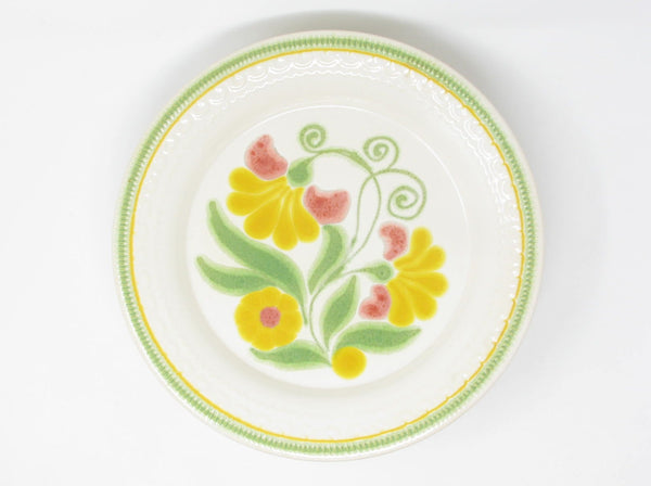 Vintage Franciscan Maypole Earthenware Dinner Plates with Floral Center - 5 Pieces