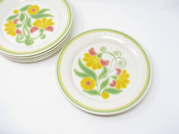 Vintage Franciscan Maypole Earthenware Dinner Plates with Floral Center - 5 Pieces