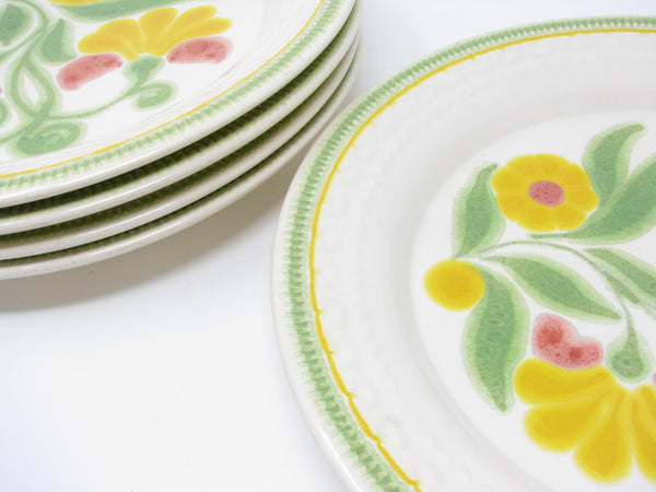 Vintage Franciscan Maypole Earthenware Dinner Plates with Floral Center - 5 Pieces
