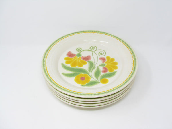 Vintage Franciscan Maypole Earthenware Dinner Plates with Floral Center - 5 Pieces