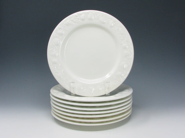 Vintage Franco Giorgi Quadrifoglio White Italian Ceramic Dinnerware Set with Embossed Fruit - 41 Pieces