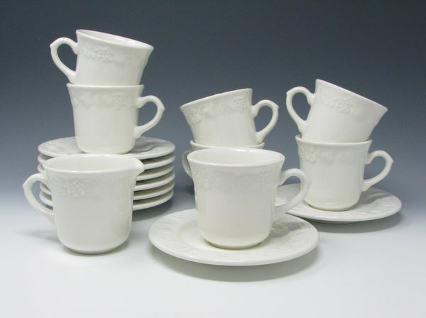 Vintage Franco Giorgi Quadrifoglio White Italian Ceramic Dinnerware Set with Embossed Fruit - 41 Pieces