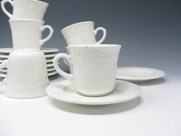 Vintage Franco Giorgi Quadrifoglio White Italian Ceramic Dinnerware Set with Embossed Fruit - 41 Pieces